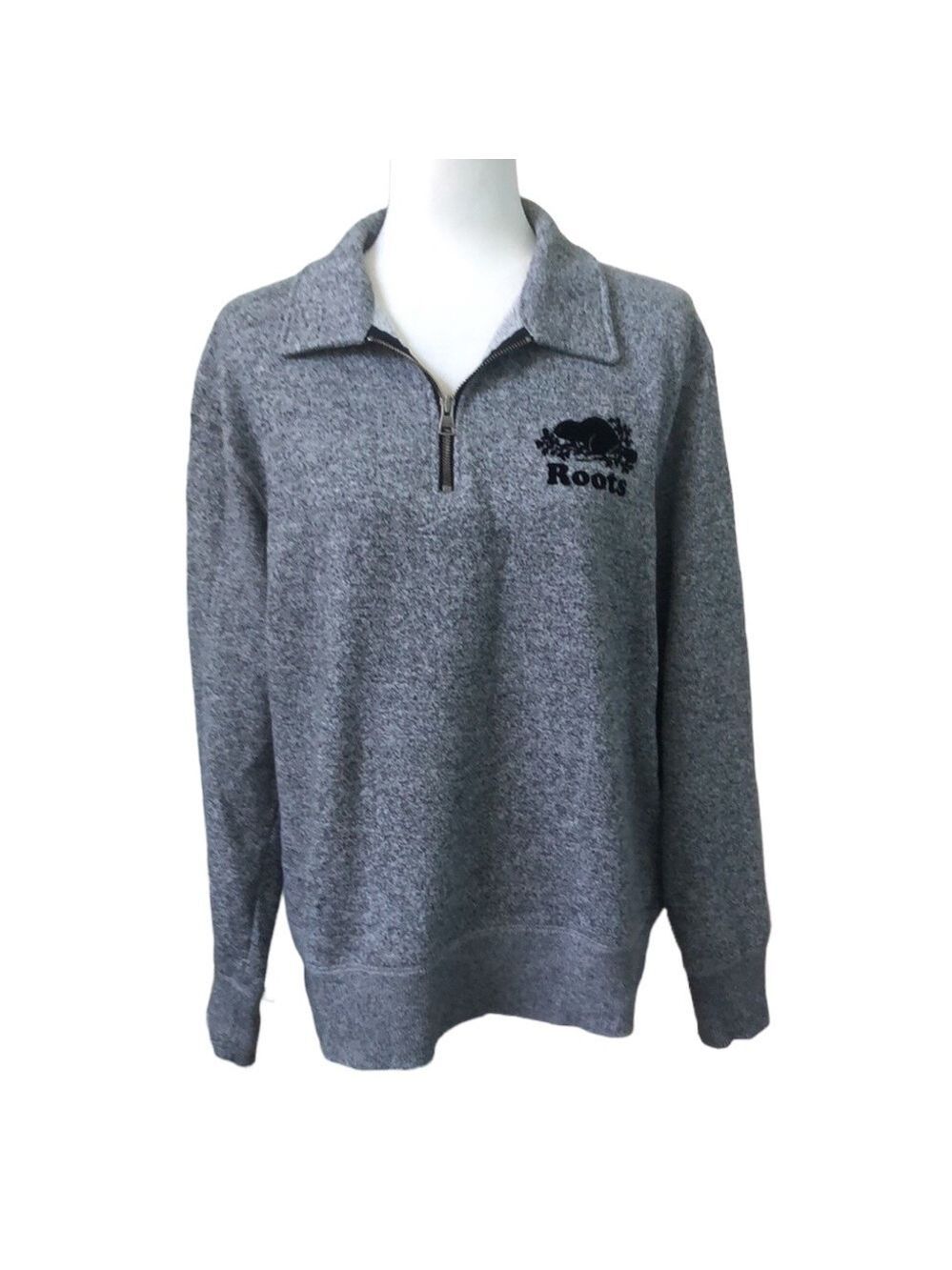 Roots Quarter Zip Salt and Pepper Sweater Unisex Size Med